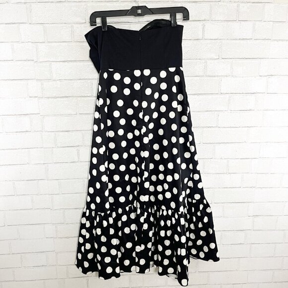 Hutch for Anthropologie Black & White Polka Dot Strapless Dress with Bow Size 4P - Picture 4 of 13